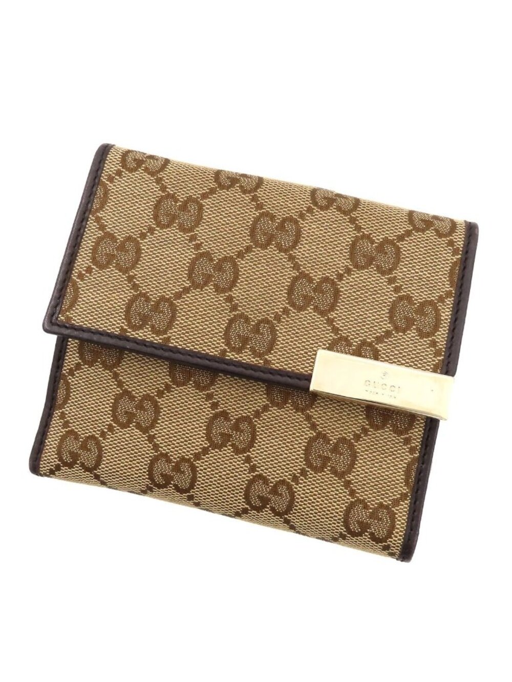 Gucci Compact Wallet Bifold Brown GG Canvas